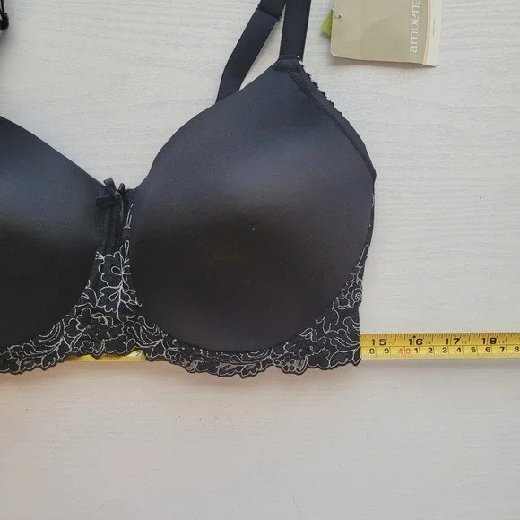 Amoena 38D Arielle SB 44557 Mastectomy Pocker Bra Black White Soft No Underwire - Picture 3 of 14